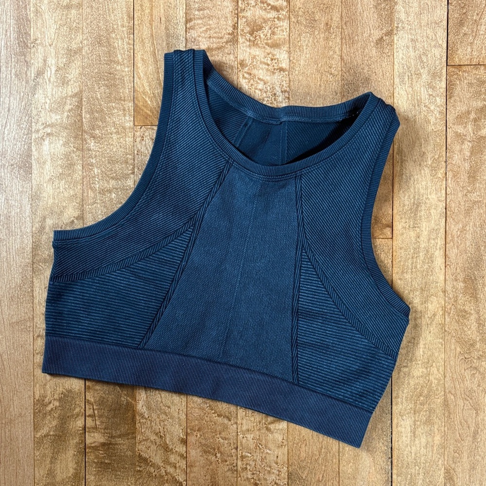 Aerie Black Ribbed Workout Crop Tank